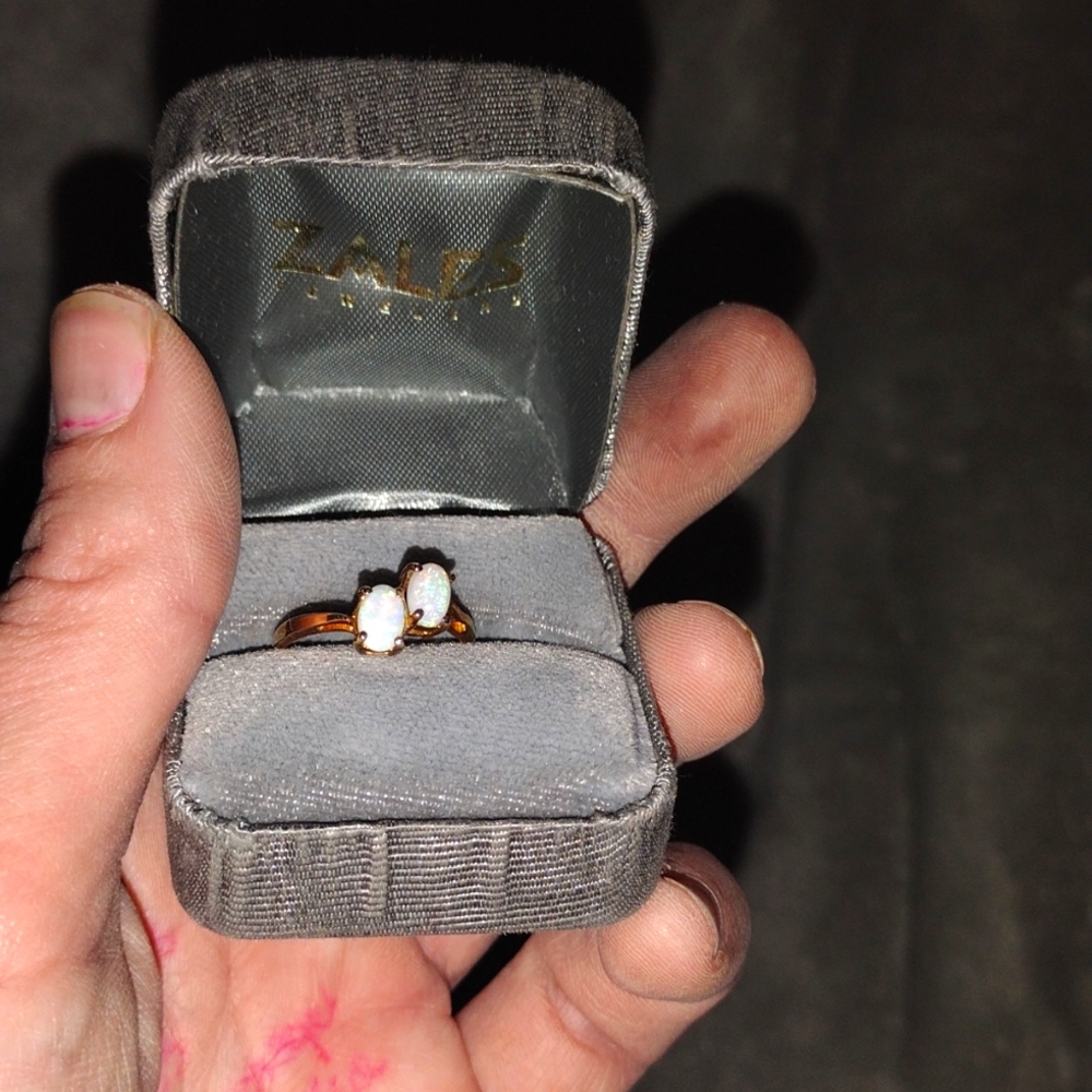 Zale Jewelers real opal stones real rose gold band ring.